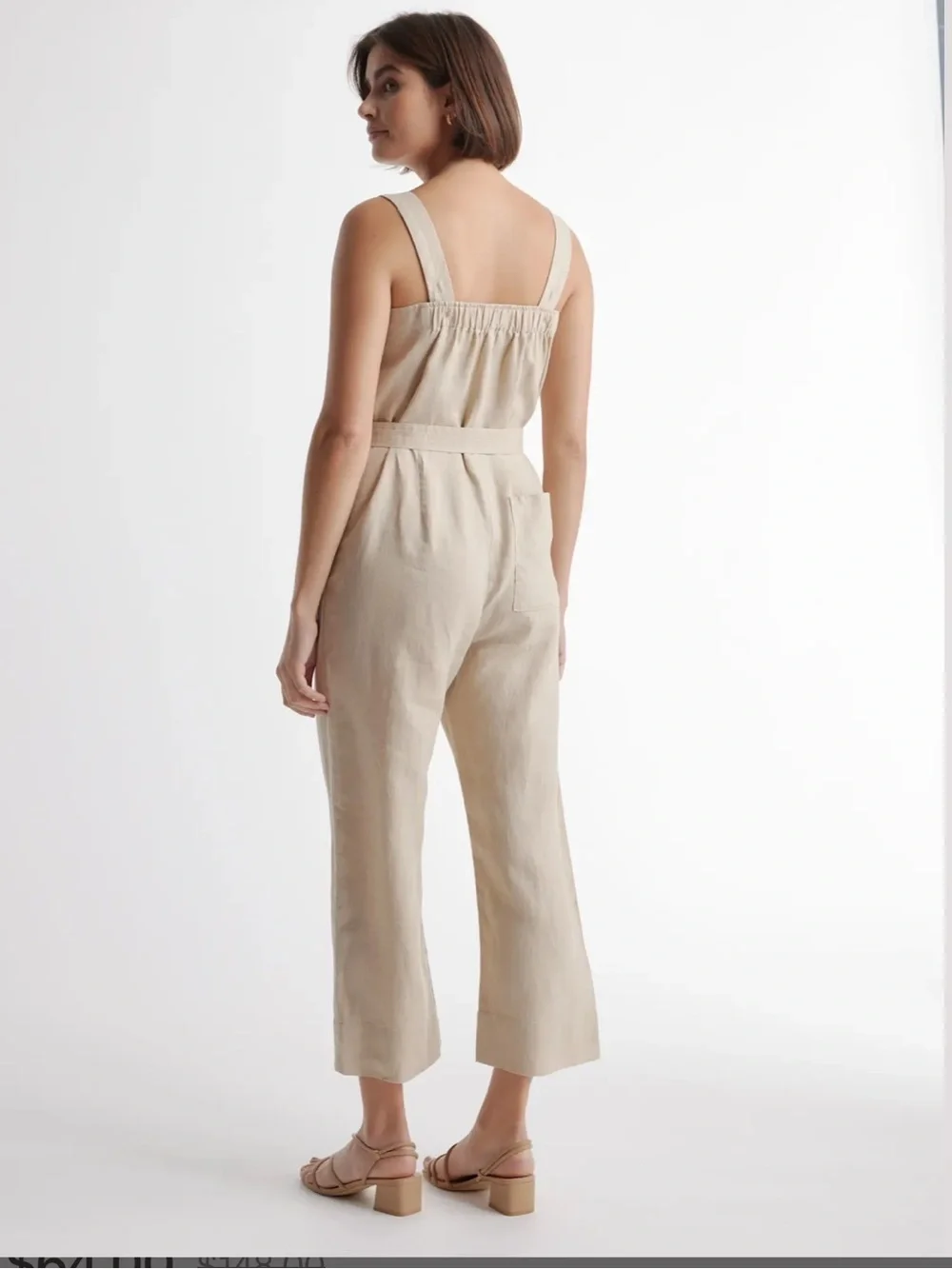 Quince 100% European Linen Square Neck Jumpsuit In Driftwood Size Small NWT